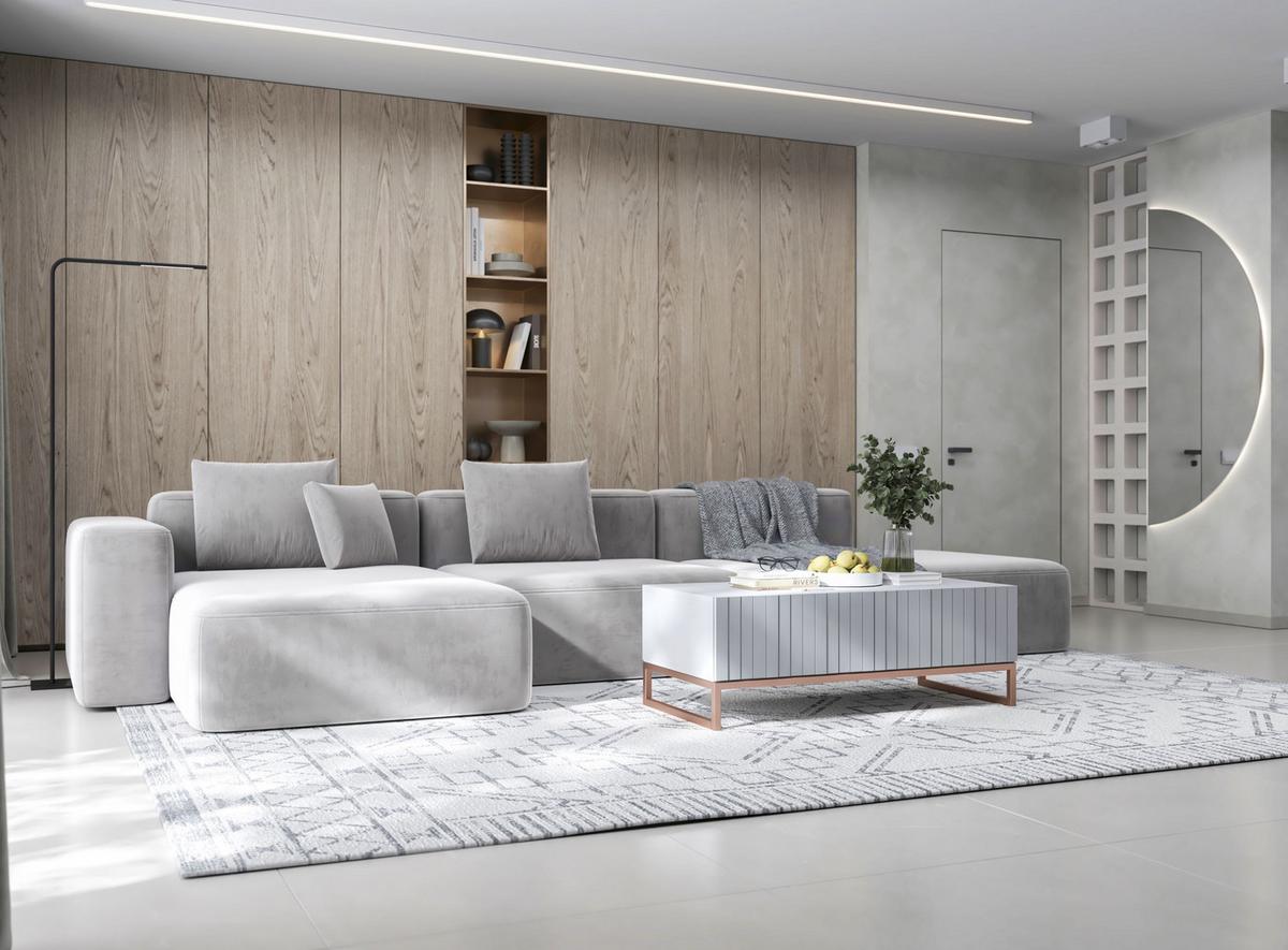 COUCHTISCH Elpis Weiß matt Glamour 110 cm - Weiß/Kupferfarben, Holzwerkstoff/Metall (54/110/39cm) - Meble Lindner