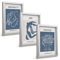 BILDER SET 3er Set - 20x30 cm Silberner Rahmen - Matisses stilvolle abstrakte Muster - Silberfarben, Kunststoff (20/30cm) - TULUP
