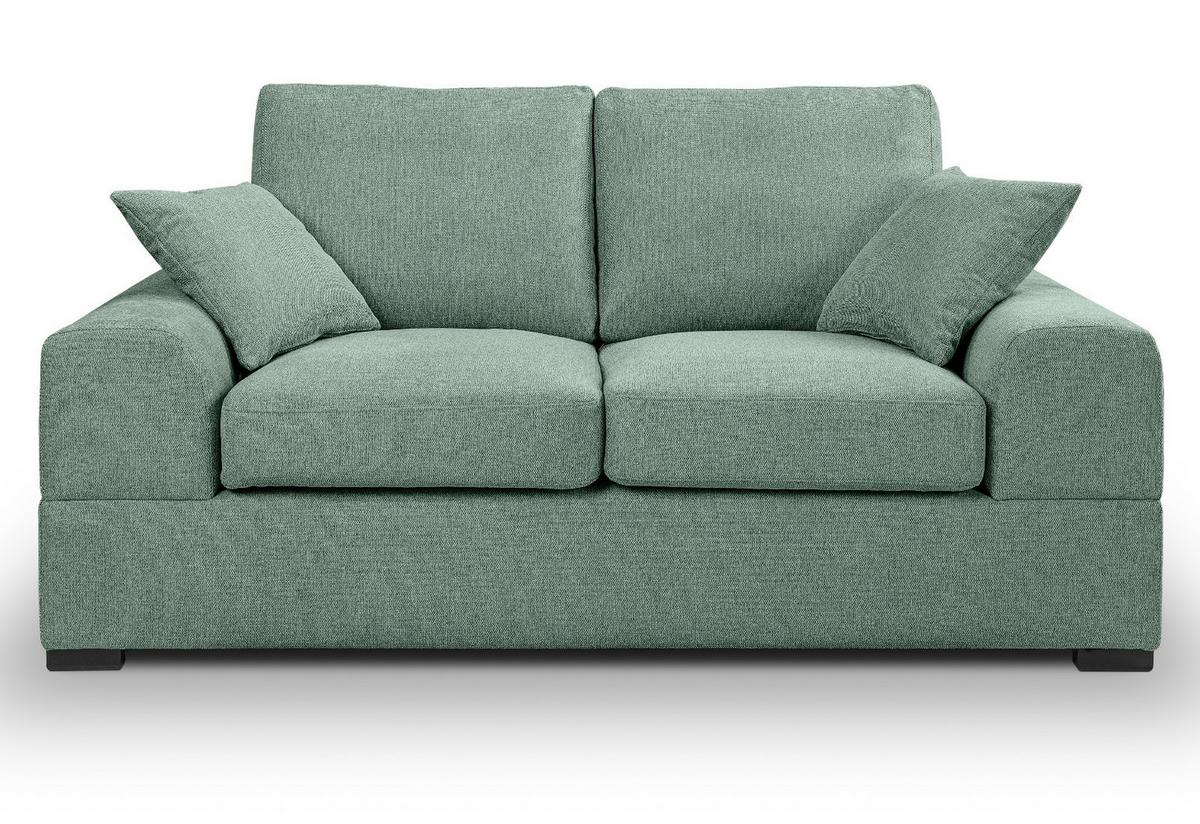 SOFA petrol Strukturstoff, Couch 2-Sitzer 182 cm mit Premium Kaltschaum - Petrol/Schwarz, Holz/Textil (182/90/93cm) - Inn.Furn