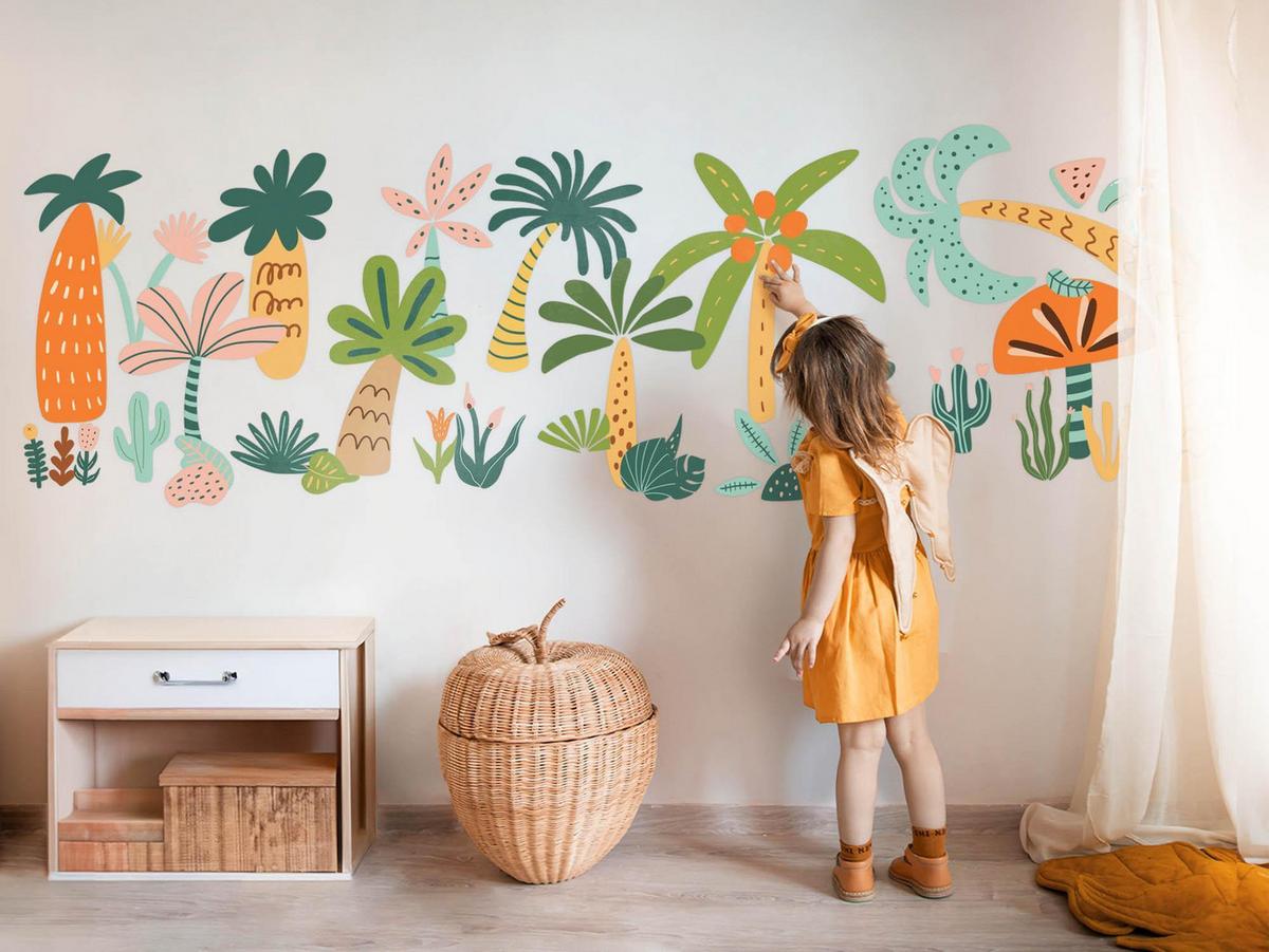 WANDAUFKLEBER 60x84cm - Tropische Vegetation - Multicolor, Kunststoff (60/84/0.1cm) - Wallfluent