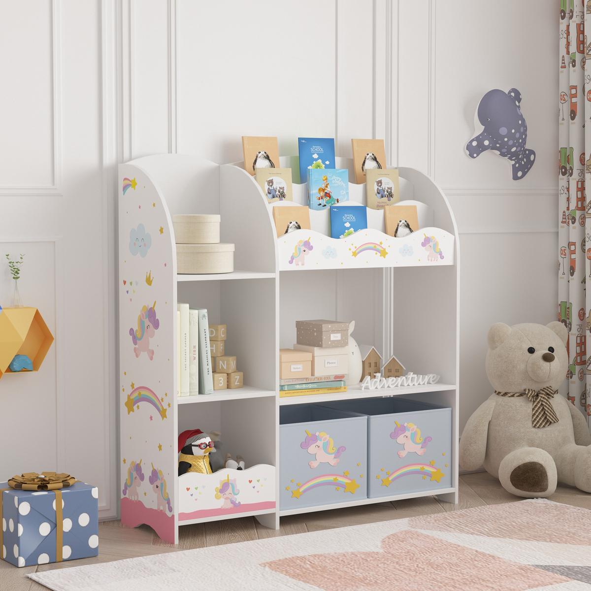 KINDERREGAL Lysekil - Lila/Weiß, Holzwerkstoff (93/100/30cm) - [en.casa]