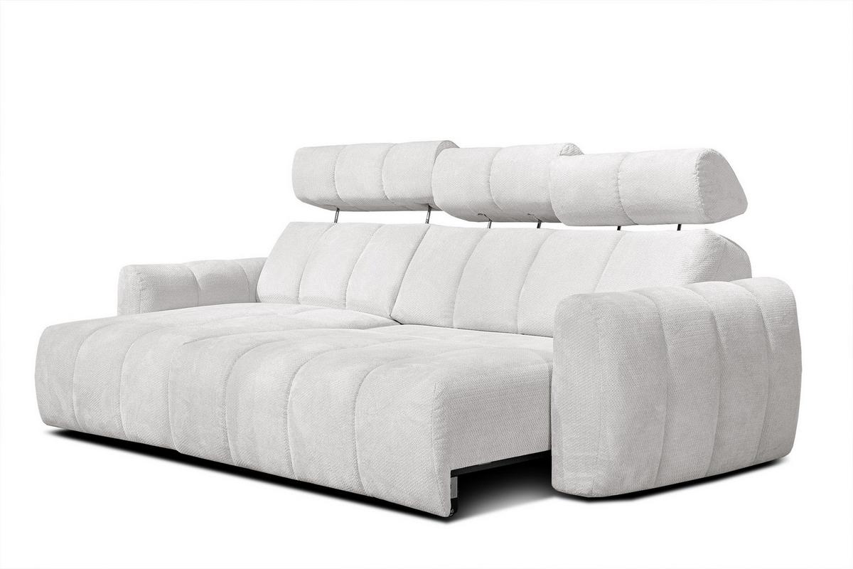 ECKSOFA KIMI 3-Sitzer, ausziehbarer Sitz, verstellbare Kopfstützen, creme - Creme/Schwarz, Holzwerkstoff/Textil (270/160cm) - Wozimo