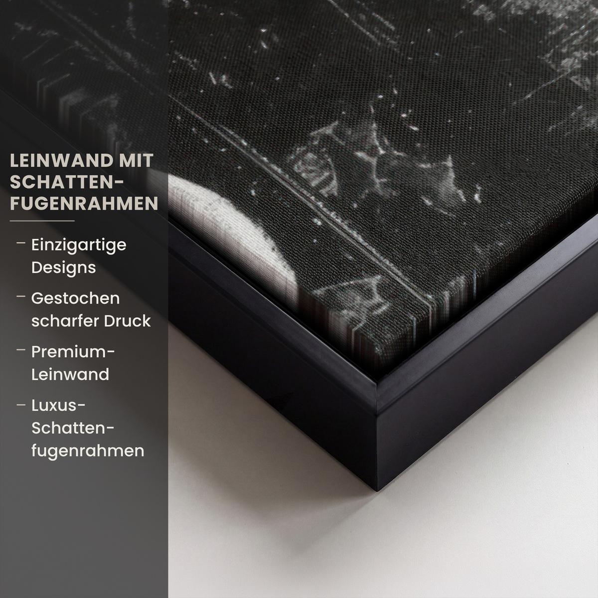 LEINWAND Bilder mit Rahmen - Gesicht - Mund - Graffiti - Schwarz - 60x40 - Schwarz, Textil (60/40cm) - MuchoWow