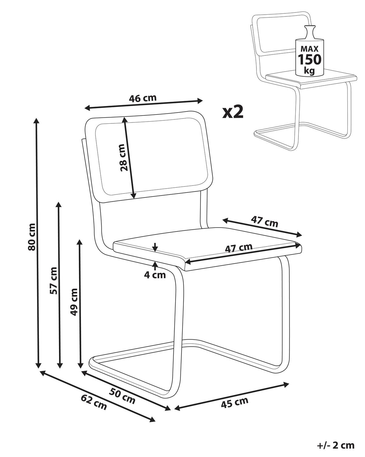 ESSZIMMERSTUHL 2er-Set Rattan natürlich/hellbraun Cordova - Hellbraun/Naturfarben, Naturmaterialien (49/83/50cm) - Beliani
