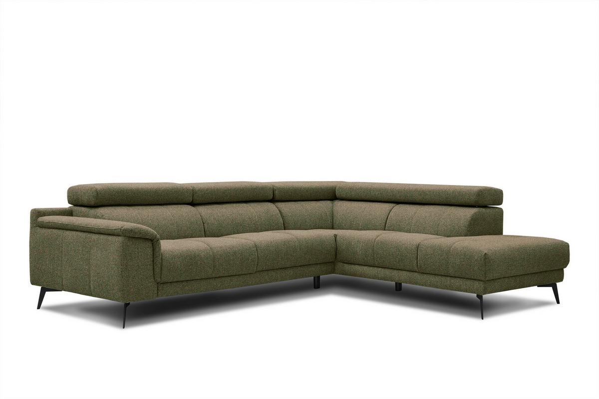 ECKSOFA FIERO 5-Sitzer, olivgrün - Schwarz/Olivgrün, Holzwerkstoff/Textil (290/228cm) - Wozimo