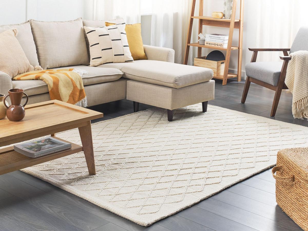 KURZFLOR-TEPPICH Erzin 200/140 cm - Weiß, Textil (140/200cm) - Beliani
