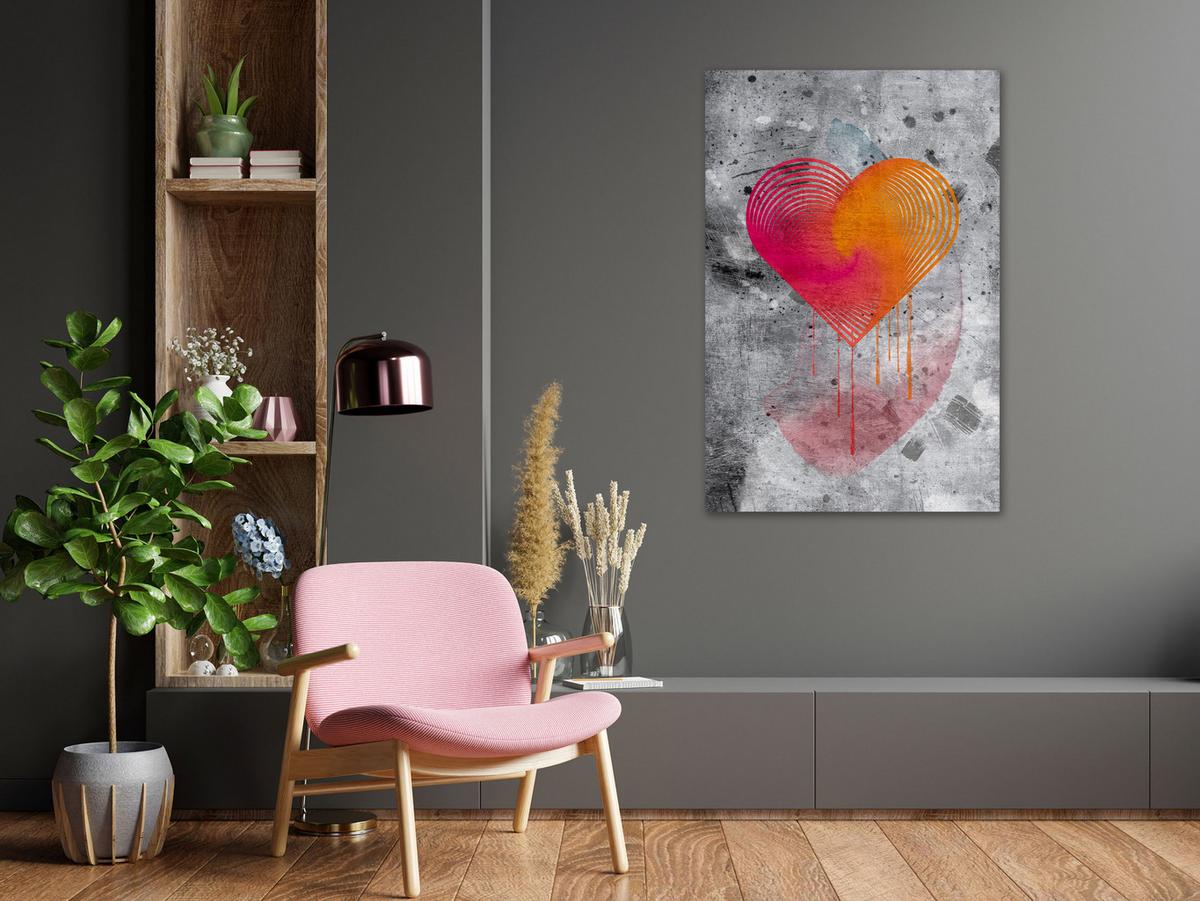 KUNSTDRUCK Grau 40/60 cm - Orange/Grau, Textil (40/60cm) - KUNSTLOFT