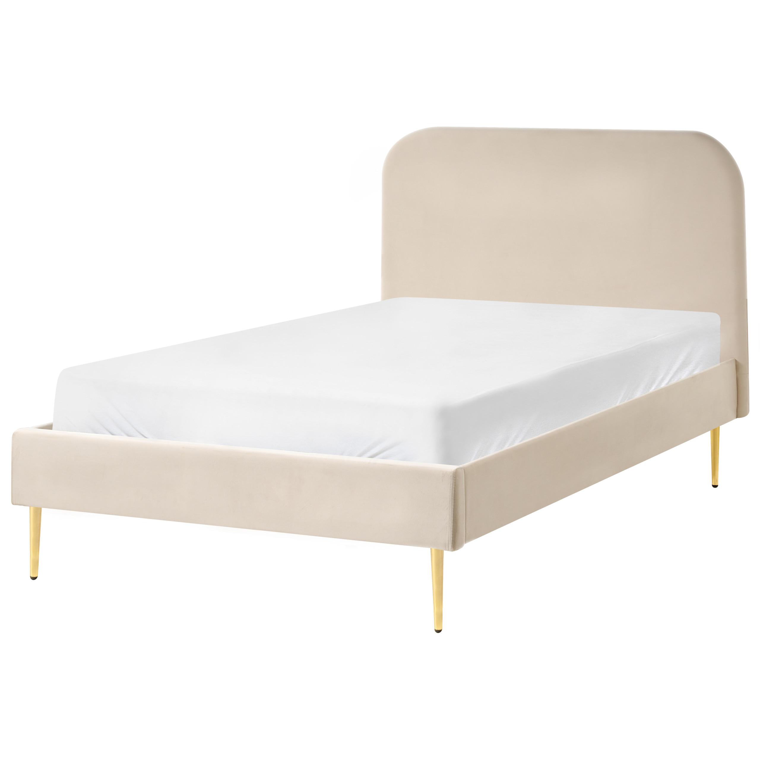 BETT mit Lattenrost 120/200 cm Samtstoff Hellbeige Flayat - Beige, Textil (120/200cm) - Beliani