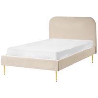 BETT mit Lattenrost 120/200 cm Samtstoff Hellbeige Flayat - Beige, Textil (120/200cm) - Beliani