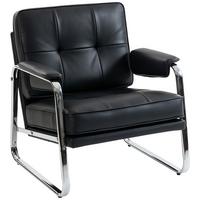 SESSEL PU-Leder Schwarz - Silberfarben/Schwarz, Leder/Textil (79/84/80cm) - HOMCOM