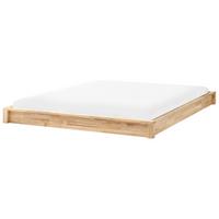 BETT ohne Kopfteil 160/200 cm Gummibaumholz Hellbraun Antras - Hellbraun, Holz (160/200cm) - Beliani