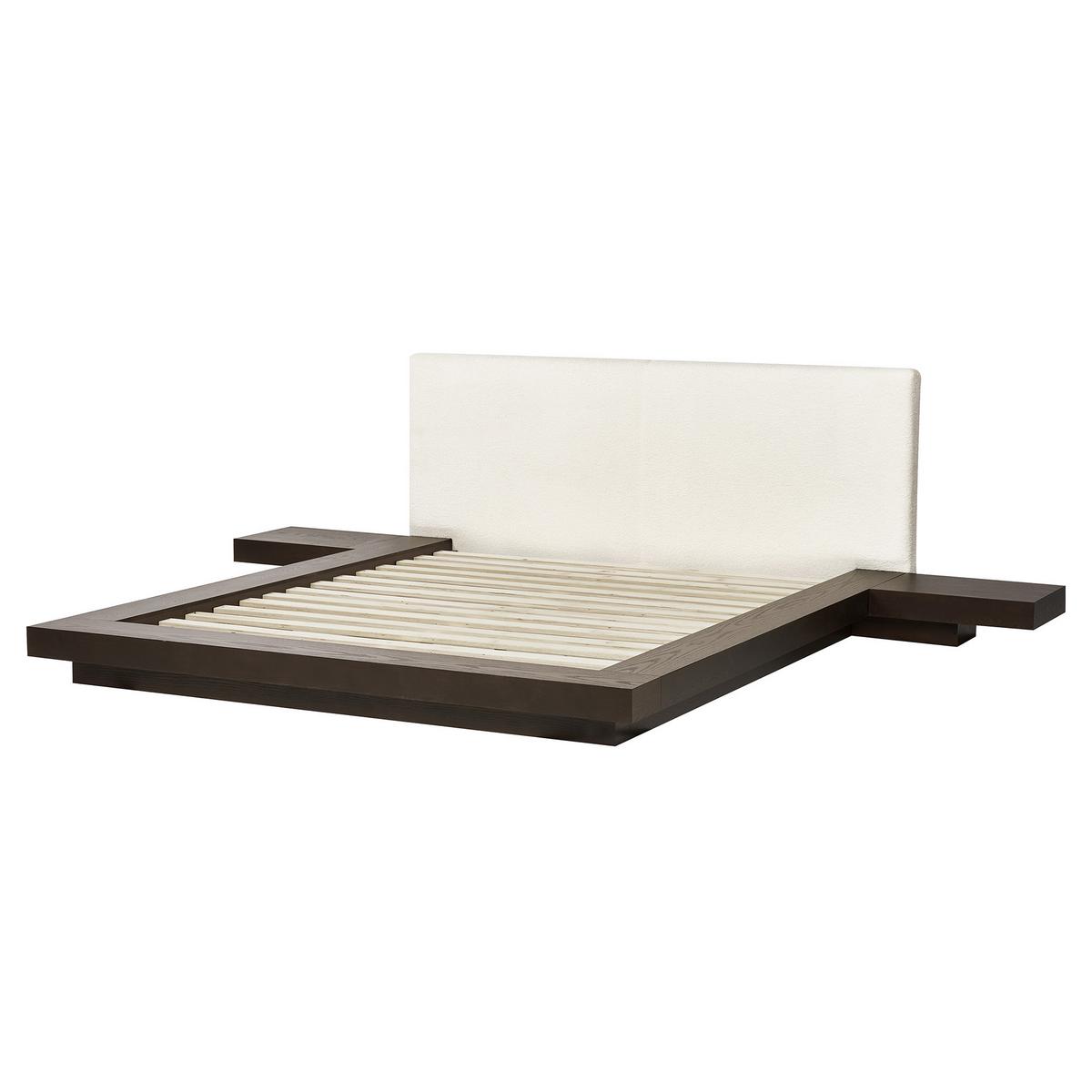 BETT mit LED 160/200 cm MDF-Platte Dunkelbraun Zen - Dunkelbraun, Holz (160/200cm) - Beliani