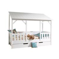 HAUSBETT Katee 214x174x105 aus MDF+Massivholz in Weiß - Weiß, Holzwerkstoff (90/200cm) - 58aufmkessel