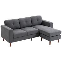 ECKSOFA Polyester Dunkelgrau - Dunkelgrau/Schwarz, Holzwerkstoff/Kunststoff (137/192cm) - HOMCOM