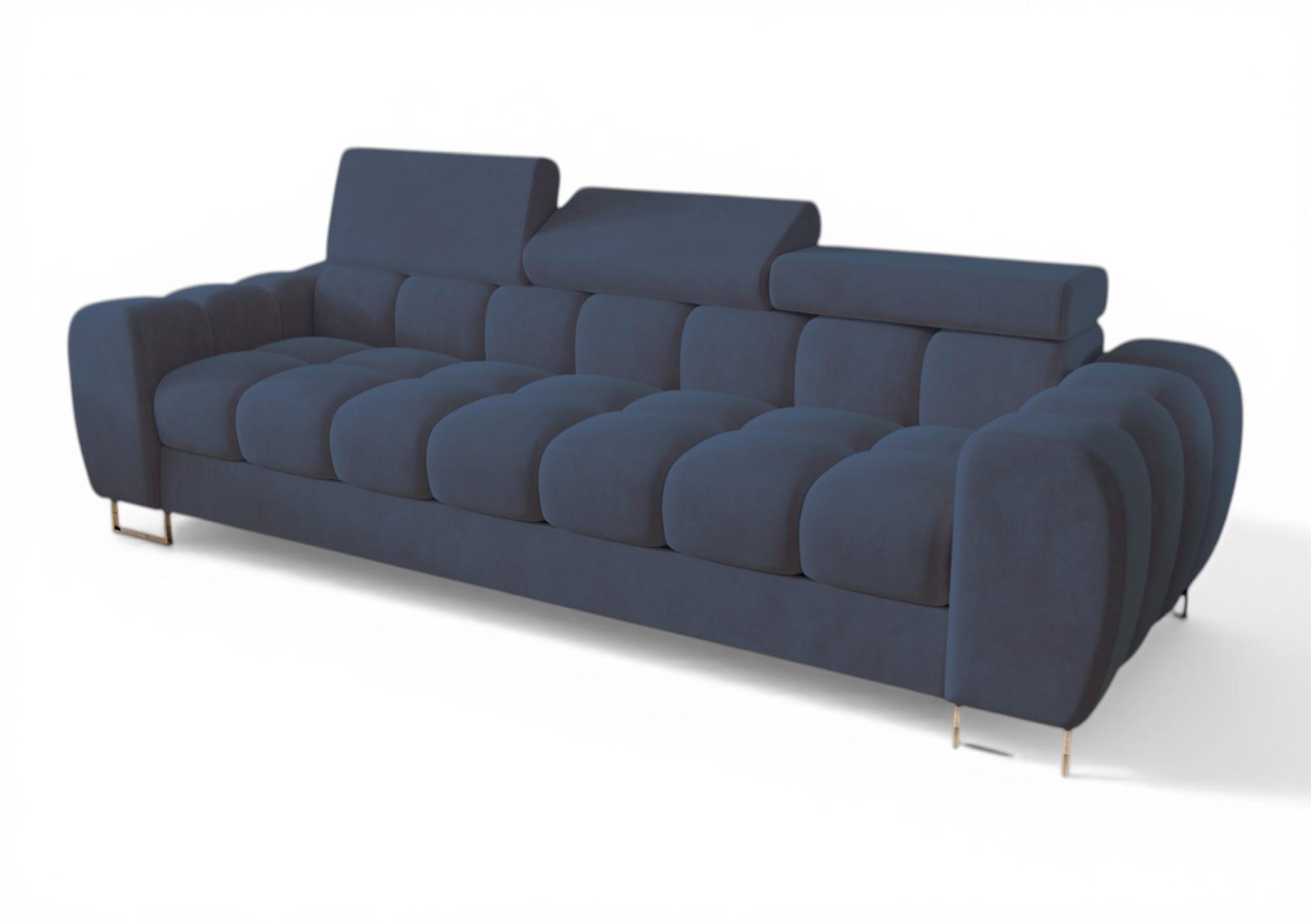 SOFA 3-sitzer Bastien In Stoff Terra - Blau, Holzwerkstoff/Textil (265/95/97cm) - Fun Möbel