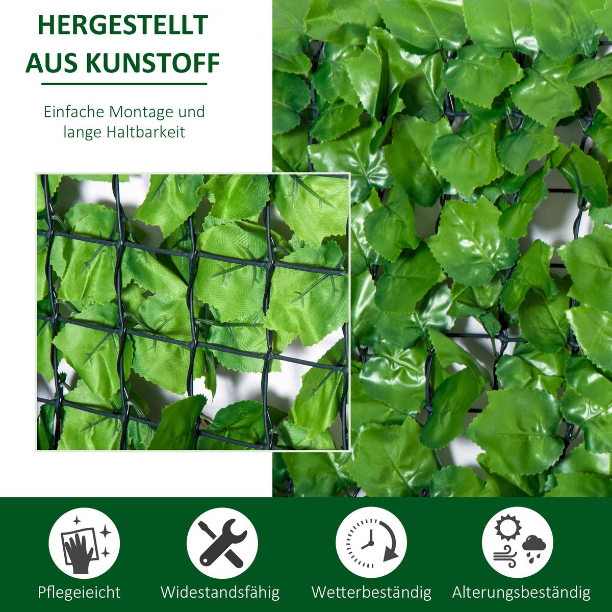 KÜNSTLICHE Hecke Sichtschutzhecke Terrasse Wanddekoration Wanddekoration - Grün, Kunststoff (150/150cm) - Outsunny
