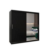 SCHWEBETÜRENSCHRANK 200/200/62 2-türig - Silberfarben/Schwarz, Holz/Kunststoff (200/200/62cm) - MÖBEL KRYSPOL