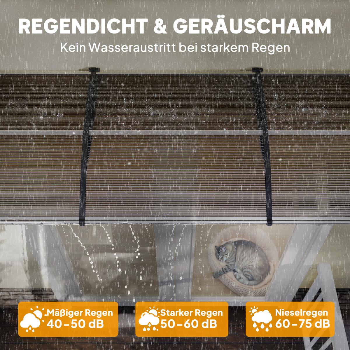 PULTVORDACH Polycarbonate Aluminium Braun Schwarz - Schwarz, Kunststoff/Metall (96/27/303cm) - Outsunny