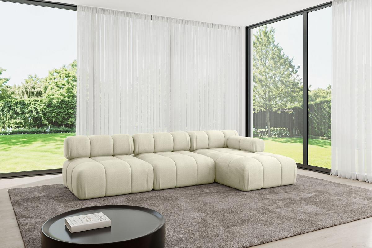 ECKSOFA modulares Sofa Razon-L2 - 285x160x70 cm Beige Velours - Beige, Holzwerkstoff/Textil (285/160cm) - ALTDECOR
