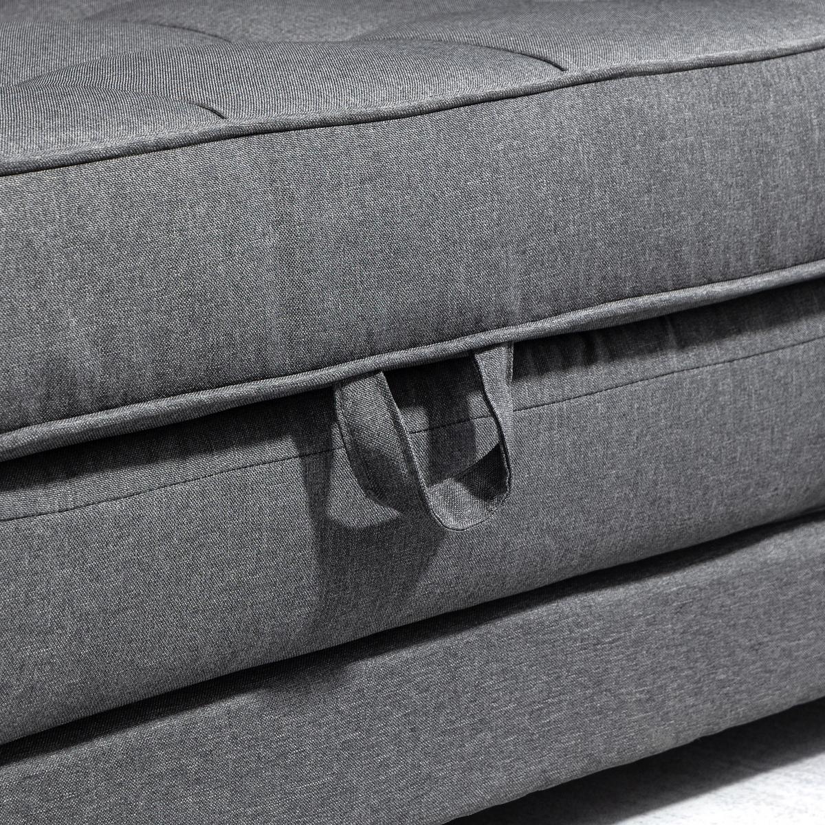 SCHLAFSOFA Klappsofa 2-Sitzer Sofa mit Schlaffunktion Leinen-Touch Holz Grau - Schwarz/Grau, Holz/Textil (75/85/147.5cm) - HOMCOM