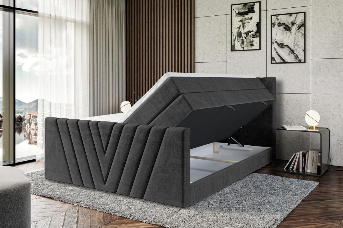 BOXSPRINGBETT ERNINA-Z KING - 140x200 - H3/H4 - Schwarz - Schwarz, Holzwerkstoff (140/200cm) - ALTDECOR