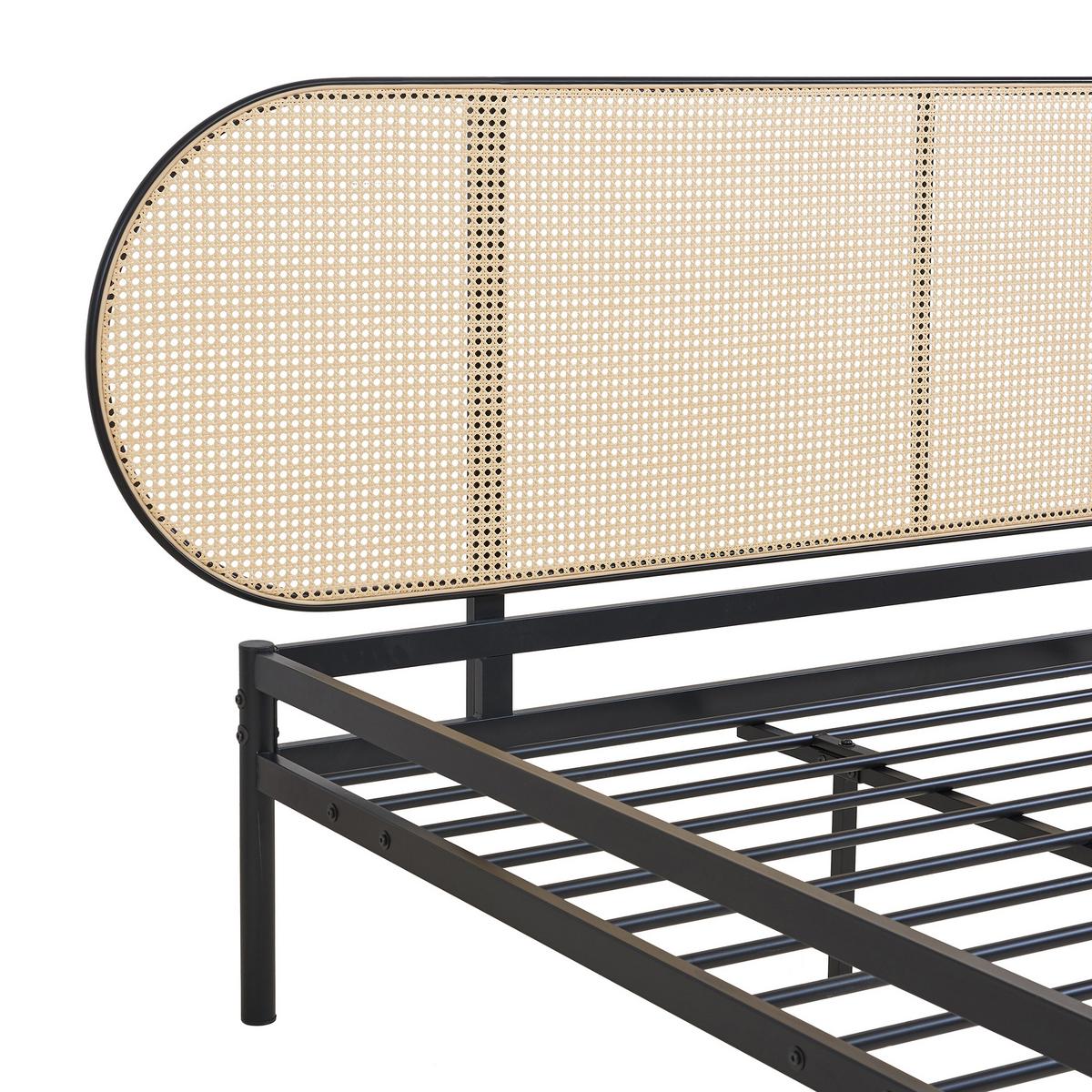 METALLBETT Linköping - Beige/Schwarz, Metall (180/200cm) - [en.casa]