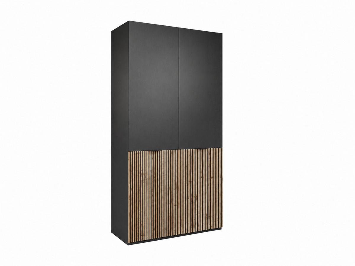 DREHTÜRENSCHRANK ATELIO 303/200/51 cm Modern Kleiderschrank 6-türig Schwarz - Schwarz, Holzwerkstoff (303/200/51cm) - MASSENO