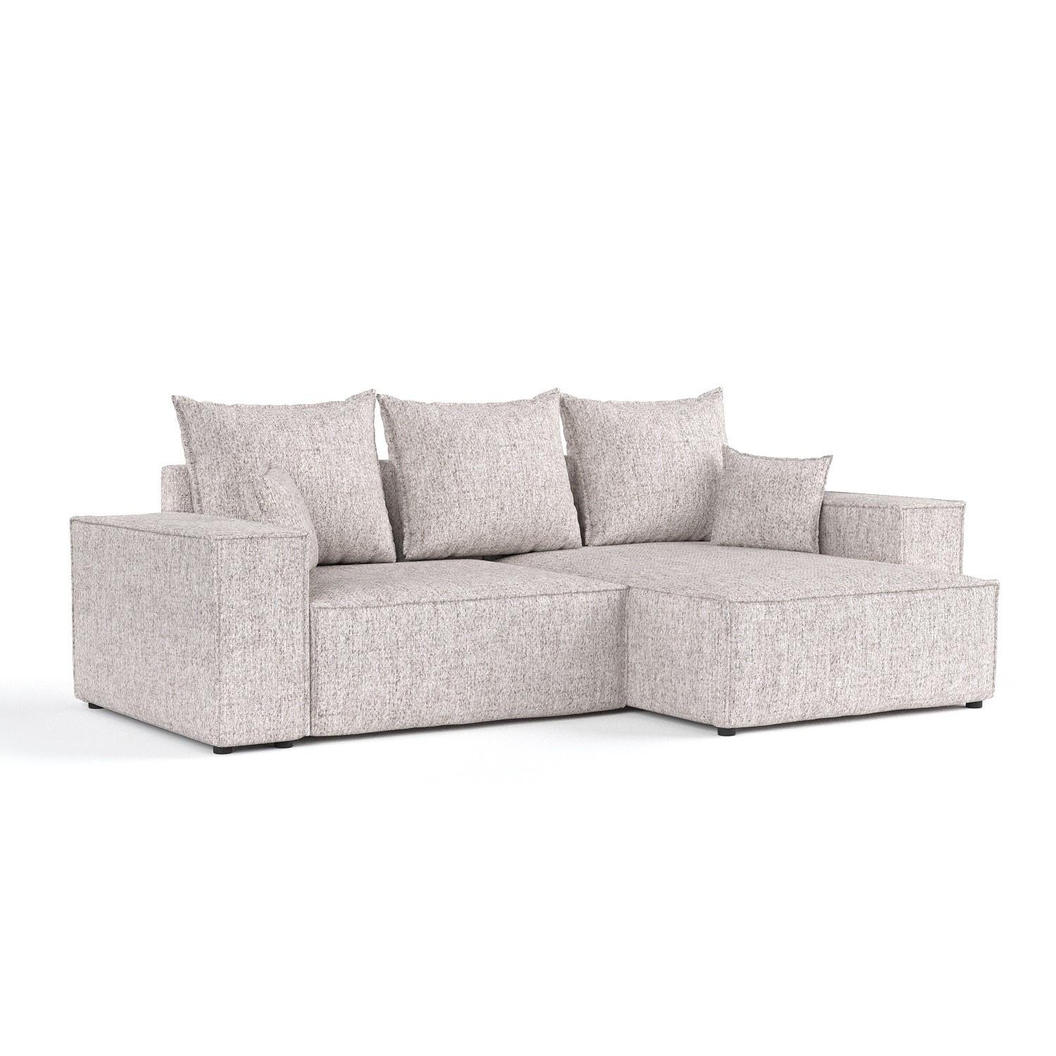 ECKSOFA SENSO mit Schlaffunktion Beige im Neve Stoff - Beige/Schwarz, Holz/Holzwerkstoff (255/148cm) - AltaBeds