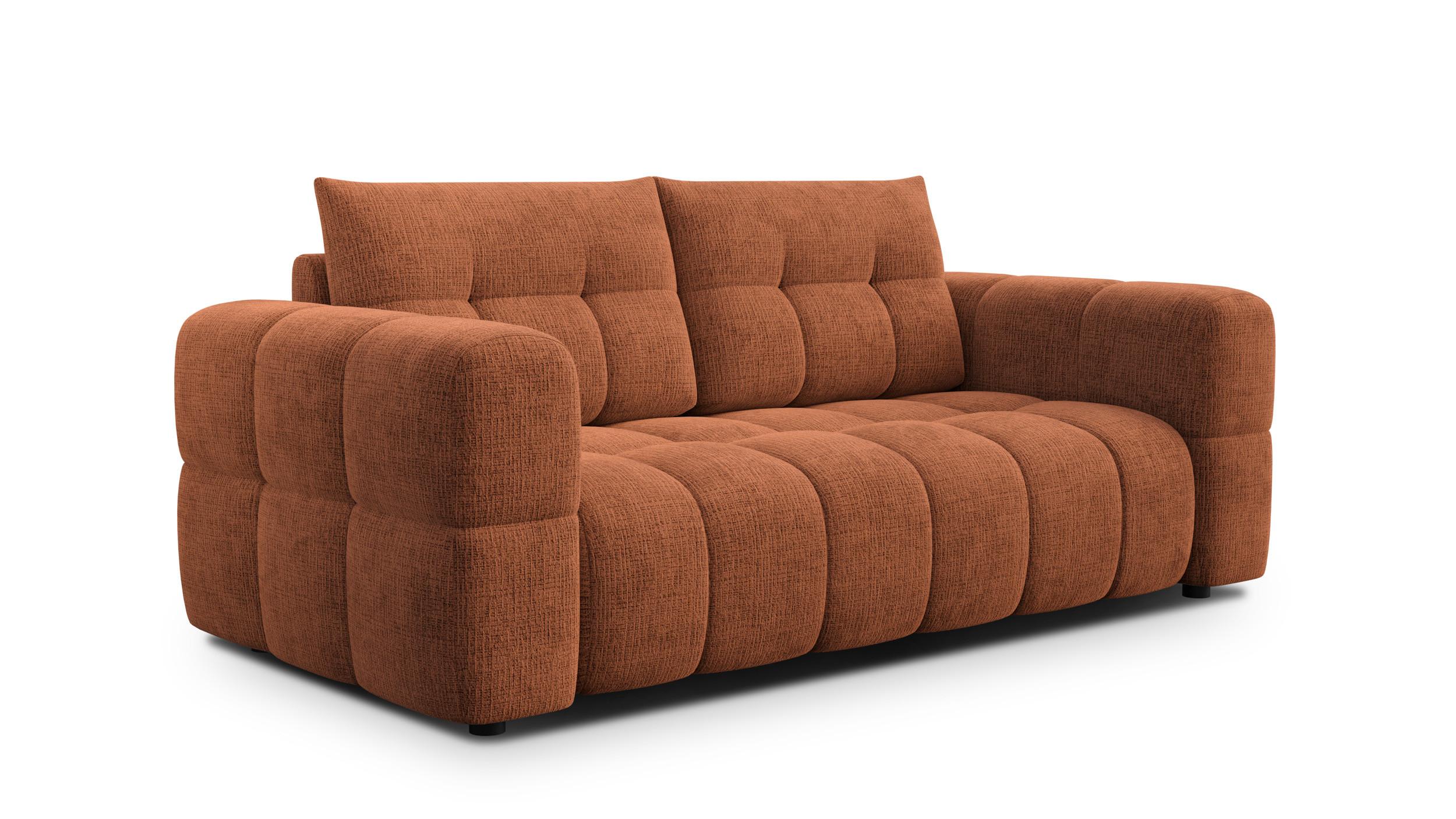 SOFA CLOUDI 2,5-Sitzer, rostrot - Schwarz/Orange, Holz/Textil (211/89/104cm) - Wozimo