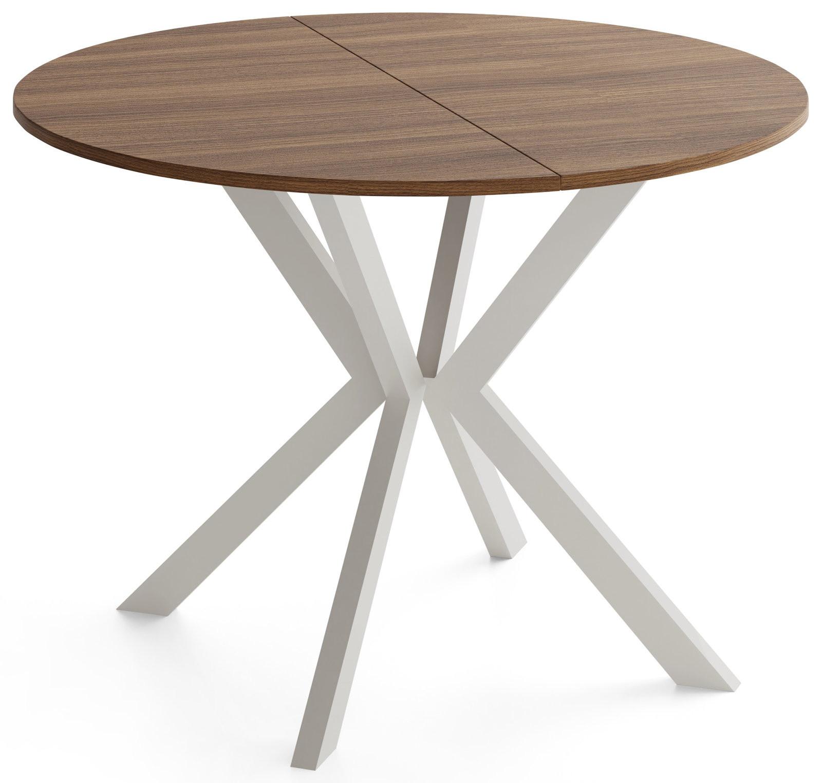 ESSTISCH Valio rund oval ausziehbar verlängerbar mit Metallbeinen in Kaschmir Grau, Nussbaum Braun 100-140/100/76 cm - Kaschmir/Beige, Holzwerkstoff/Metall (100/140/76cm) - WFL GROUP