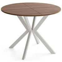 ESSTISCH Valio rund oval ausziehbar verlängerbar mit Metallbeinen in Kaschmir Grau, Nussbaum Braun 100-140/100/76 cm - Kaschmir/Beige, Holzwerkstoff/Metall (100/140/76cm) - WFL GROUP