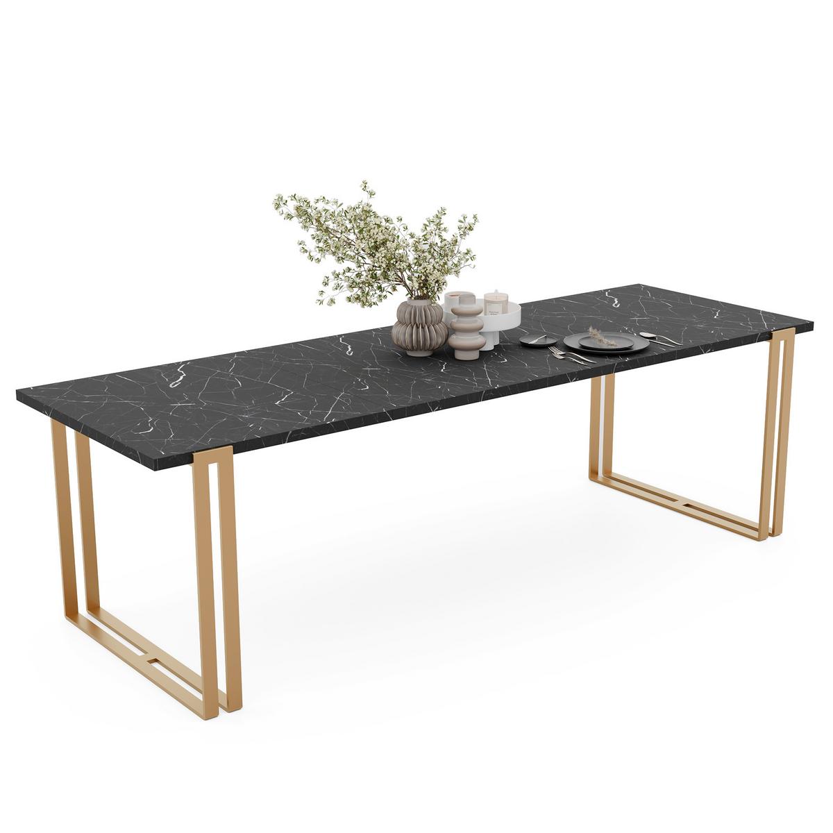 TISCH ausziehbar aus MDF, Schwarz - Goldfarben/Schwarz, Holzwerkstoff (120/80/76cm) - Idohome