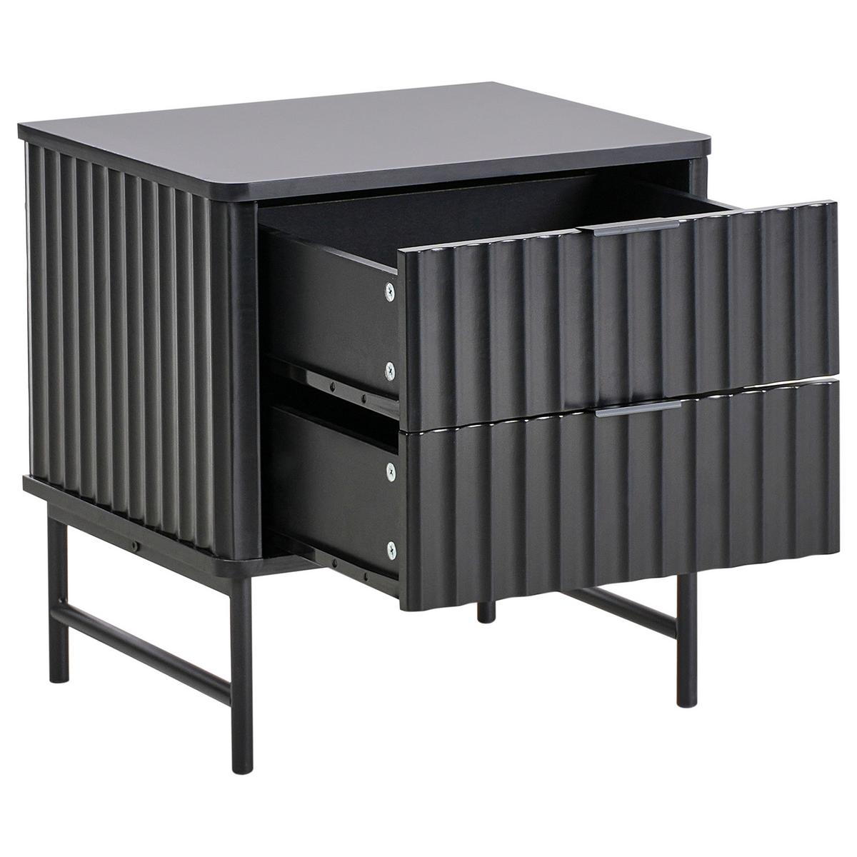 NACHTTISCH mit 2 Schubladen Schwarz Glastonbury - Schwarz, Holzwerkstoff (40/48/50cm) - Beliani