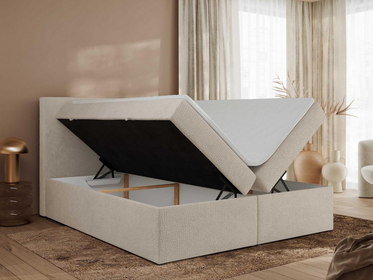 BOXBETT JAGUAR 140/200 - Beige Struktur - H3 - Beige, Holz/Textil (140/200cm) - MKS