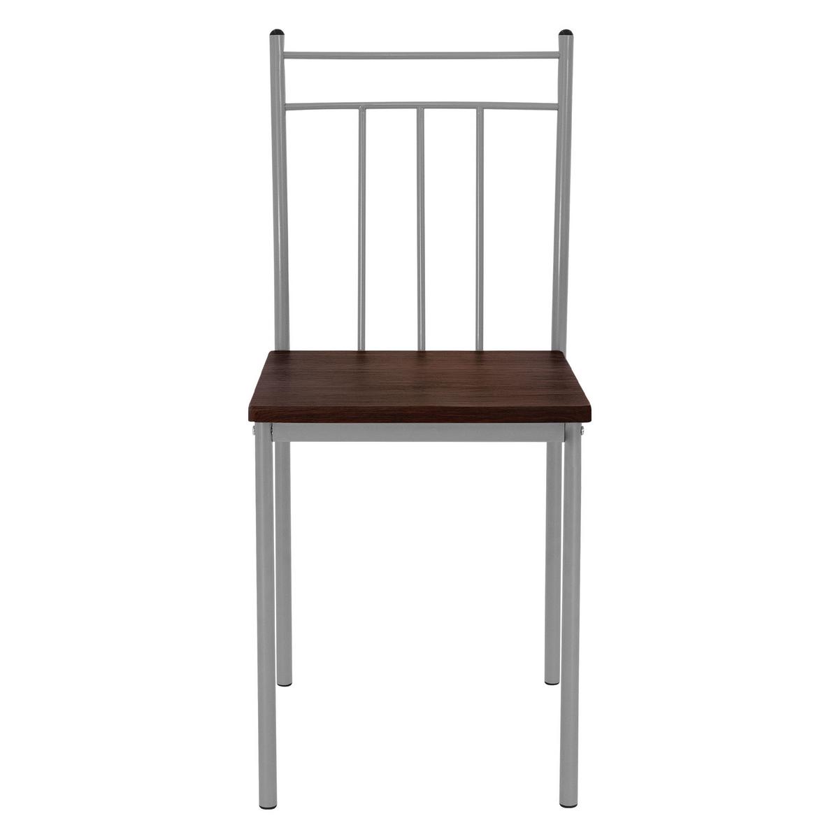 ESSTISCH SET 5-teilig Eiche dunkel - Dunkelbraun/Grau, Holzwerkstoff/Metall (70/82.5/110cm) - ML-DESIGN