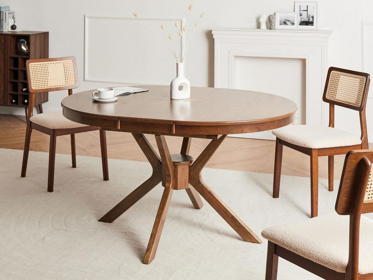 ESSTISCH ausziehbar Dunkle Eiche 107-137/107 cm Tymis - Braun, Holzwerkstoff (107/107/76cm) - Beliani