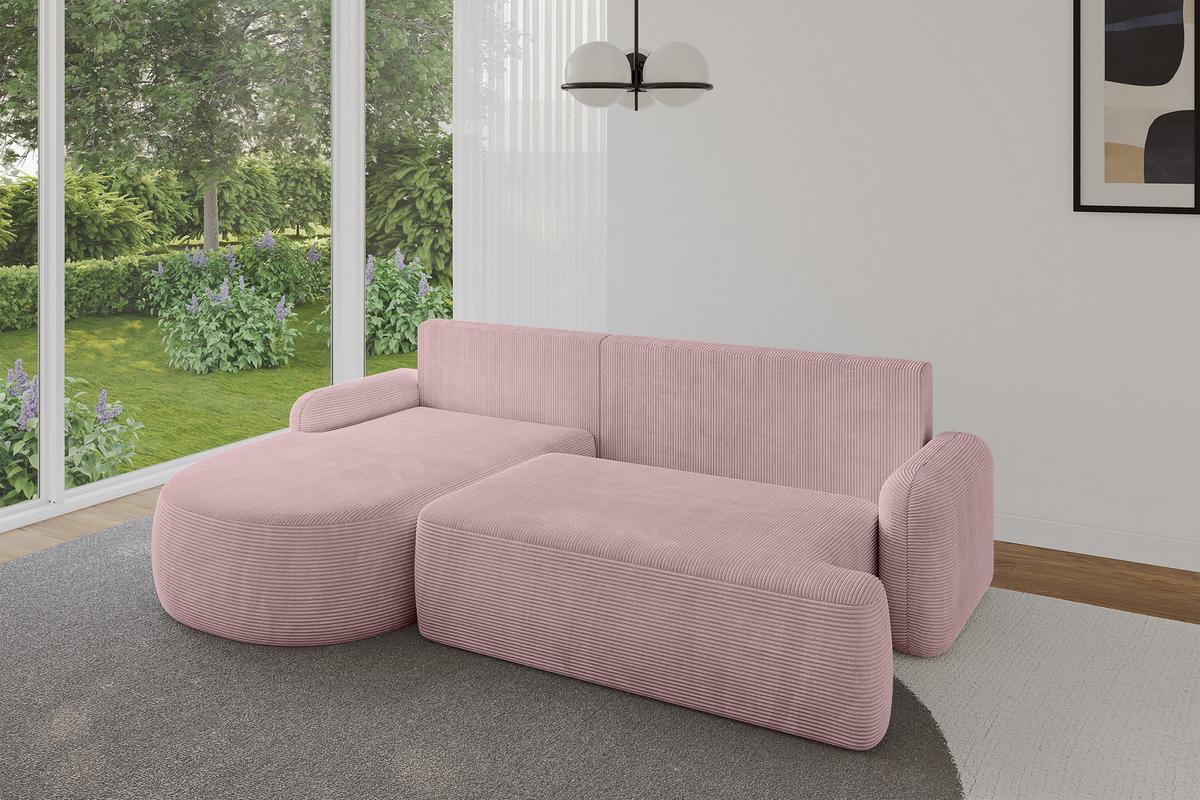 ECKSOFA mit Schlaffunktion und Bettkasten LIRA-L - 264x172x89 Rosa - Rosa, Holzwerkstoff/Textil (264/172cm) - ALTDECOR