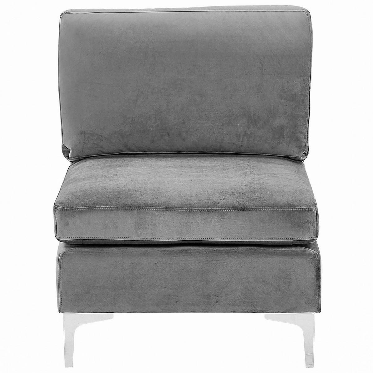 3-SITZER-MODULSOFA Samtstoff grau mit Metallbeinen Evja - Grau, Textil (235/84/85cm) - Beliani