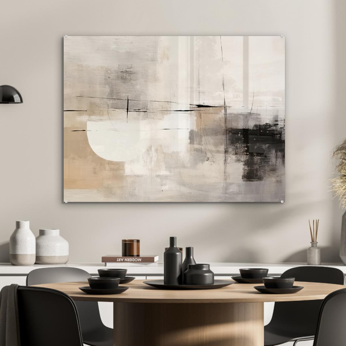ACRYLGLASBILD Abstrakt - Kunst - Grau 80x60 cm - Hellgrau, Glas (80/60cm) - MuchoWow
