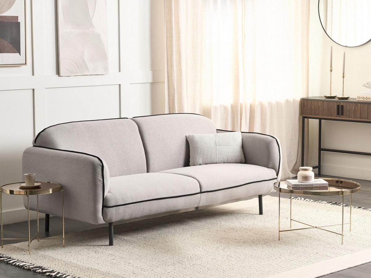 3-SITZER-SOFA hellgrau/schwarz Tonsberg - Schwarz/Grau, Textil (198/78/85cm) - Beliani