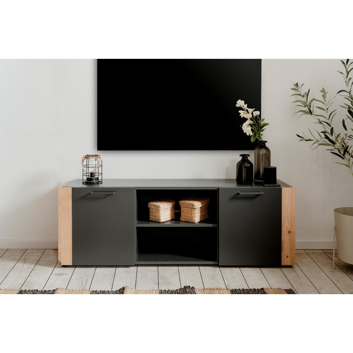 TV-ELEMENT Cento 56A Anthrazit - Anthrazit, Holzwerkstoff/Kunststoff (47.5/138/34.5cm) - Calicosy