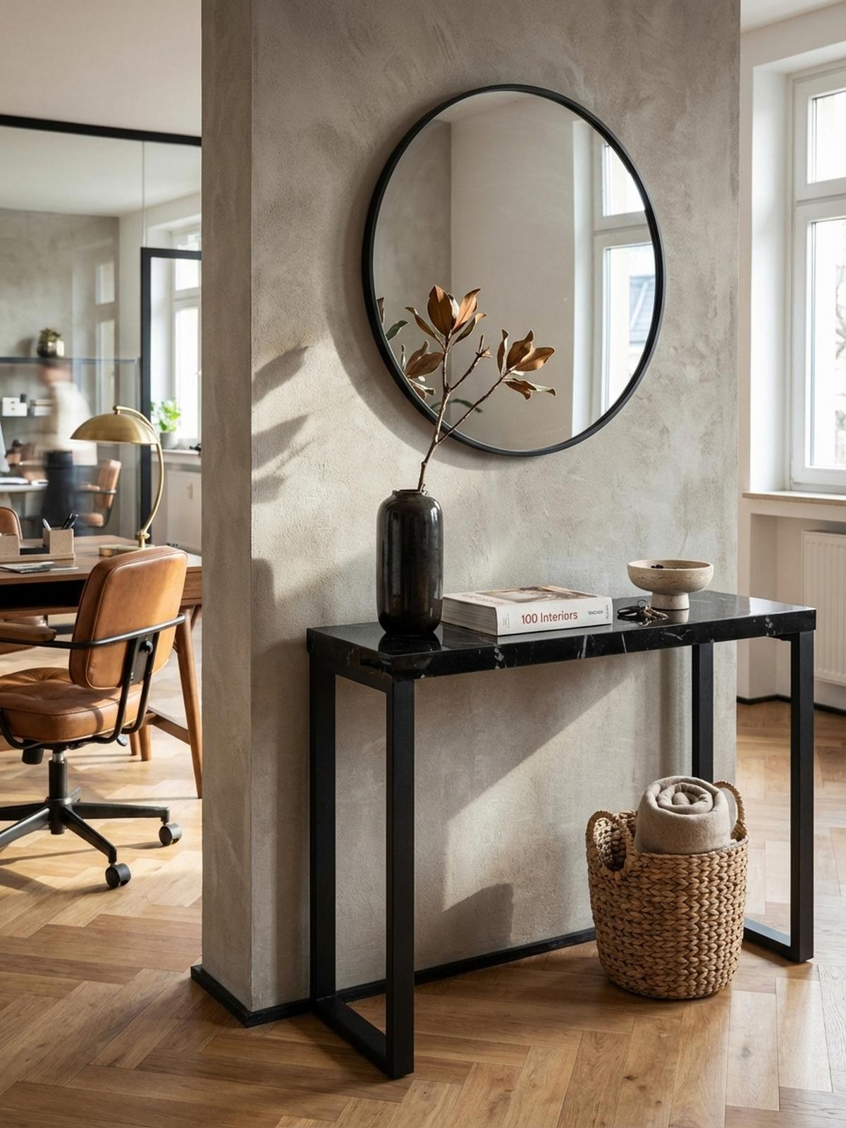 KONSOLENTISCH – Marmoroptik Schwarz, 120x40x76 cm, Hochglanz, Metallbeine - Schwarz, Holzwerkstoff/Metall (40/120/76cm) - KADIMA DESIGN