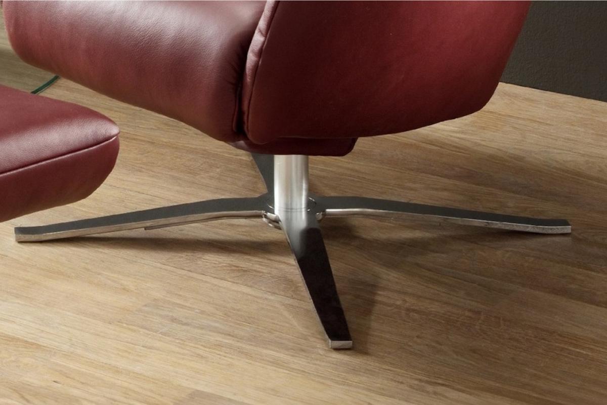 DREHSESSEL MIT WIPPFUNKTION RANDY Rot Leder Drehbar (180°) - Rot/Silberfarben, Leder (79/117/96cm) - KAWOLA