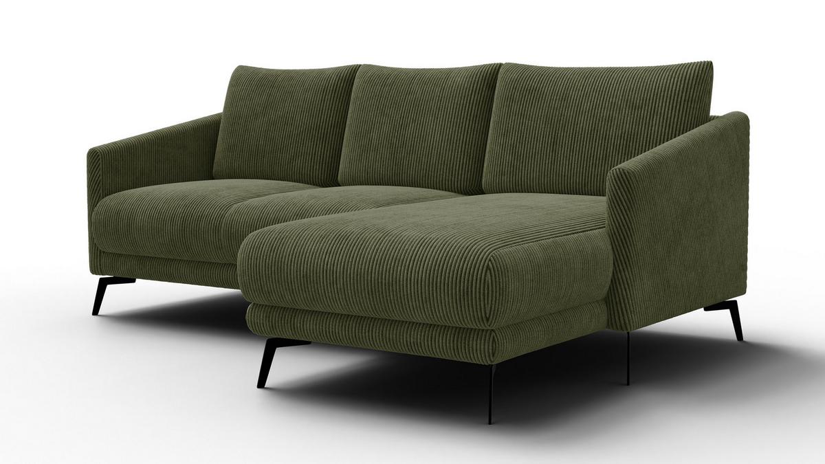 ECKSOFA VILT 3-Sitzer, olive - Schwarz/Olivgrün, Holzwerkstoff/Textil (221/156cm) - Wozimo
