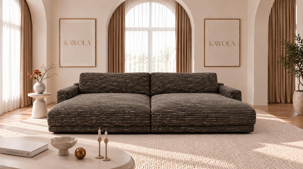 BIG SOFA MARLIN Braun Flachgewebe - Schwarz/Braun, Kunststoff/Textil (262/80/168cm) - KAWOLA