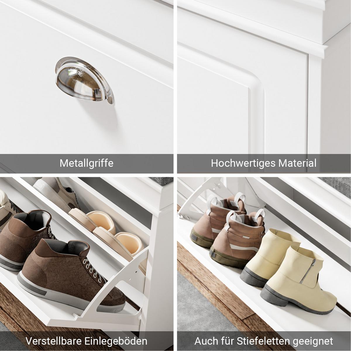 SCHUHBANK Weiß - Weiß, Holzwerkstoff (60/51/24cm) - SoBuy