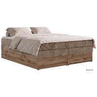 BOXSPRINGBETT WOOD ZERO KING 180/200 - Braun Cord - Topper T25 - H3 - Schwarz/Braun, Kunststoff/Textil (180/200cm) - MKS