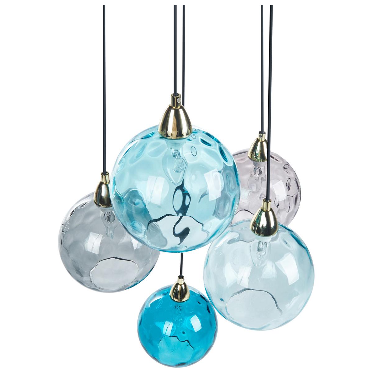 HÄNGELEUCHTE Blau Pabellon - Blau/Grau, Glas (30/44/122cm) - Beliani