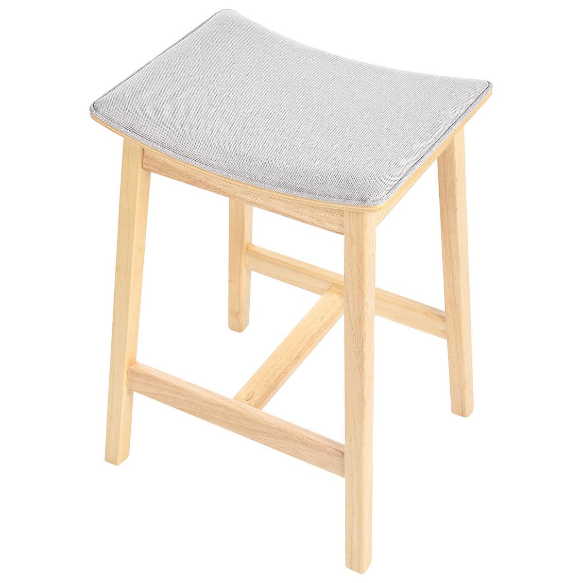 BARHOCKER 2er-Set Hellbraun/Grau Dixon - Braun/Grau, Holz (45/63/39cm) - Beliani