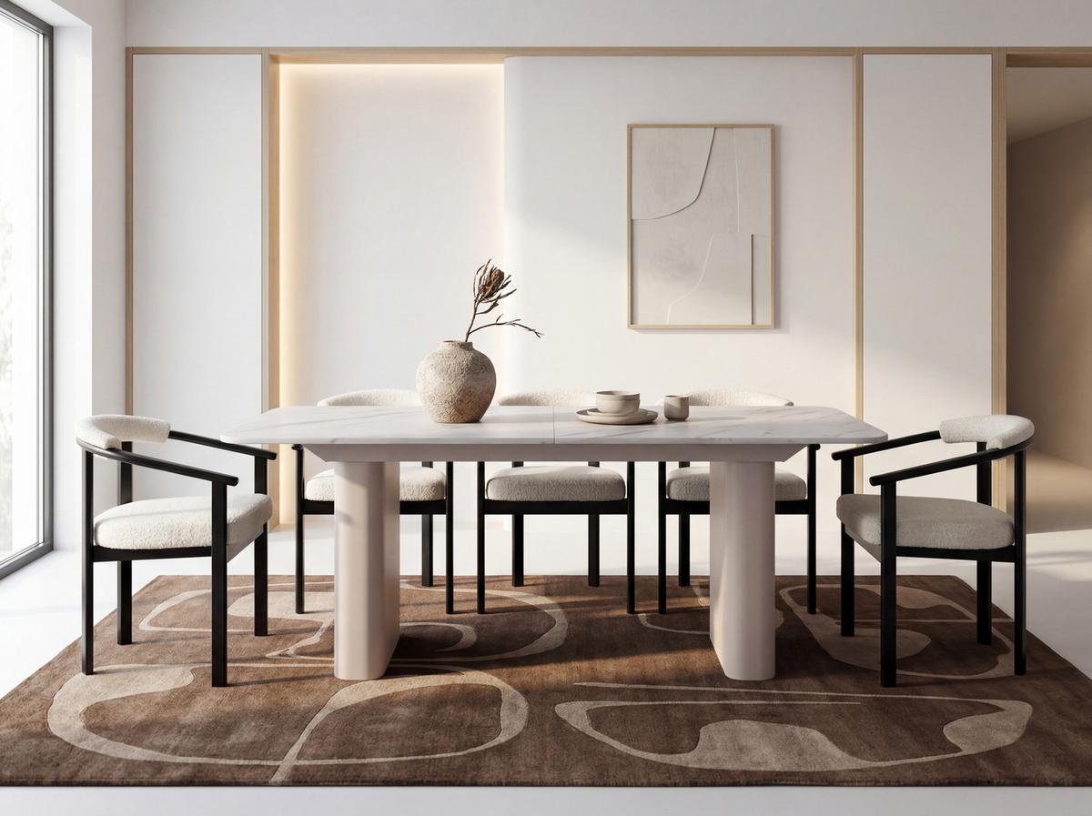 ESSTISCH Riven rechteckig ausziehbar verlängerbar mit Butterfly-Auszug, Marmor Weiß 180-276/90/76 cm - Ecru/Kaschmir, Holzwerkstoff/Metall (90/276/76cm) - WFL GROUP